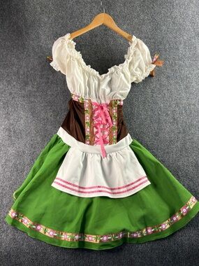 Leg Avenue Brown and White Drindl Dress Top beer  garden German Octoberfest